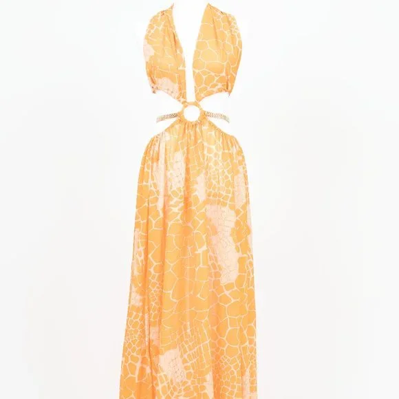 Dresses | Jluxlabel Orange Work Of Art Maxi Dress Size Medium | Poshmark